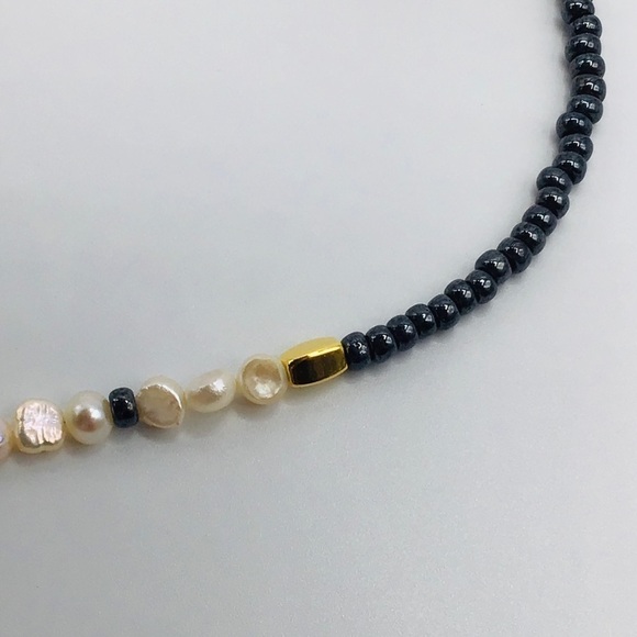 Necklace Good Vibes Evil Eye Fresh Water Pearls Hematite Beads Gold Tone Heart - Picture 9 of 13